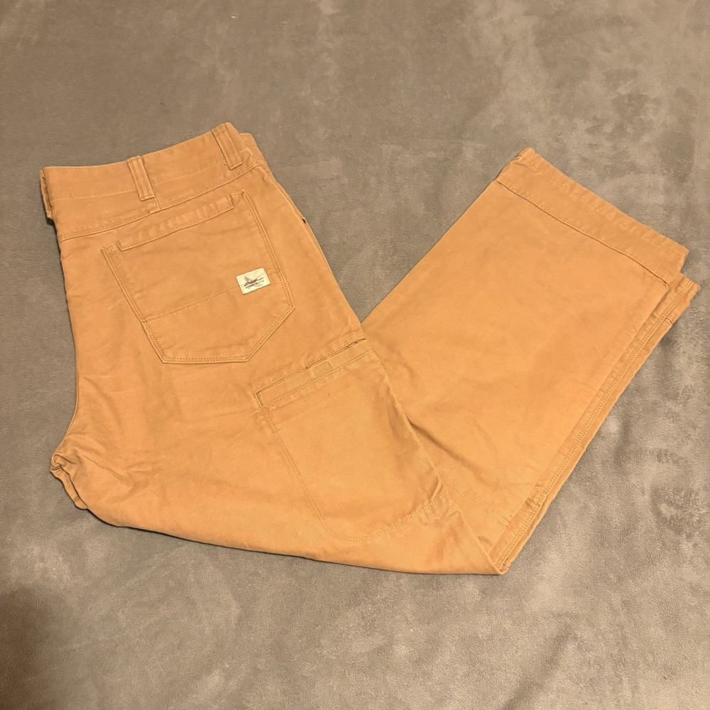 Eddie Bauer Legend Wash Double Knee Canvas Pants Saddle 38x30 VGUC